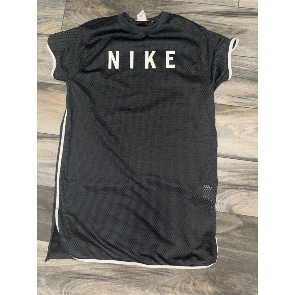 Nike Sportswear Short Sleeve Mesh Dress Women's Medium Athleisure Black